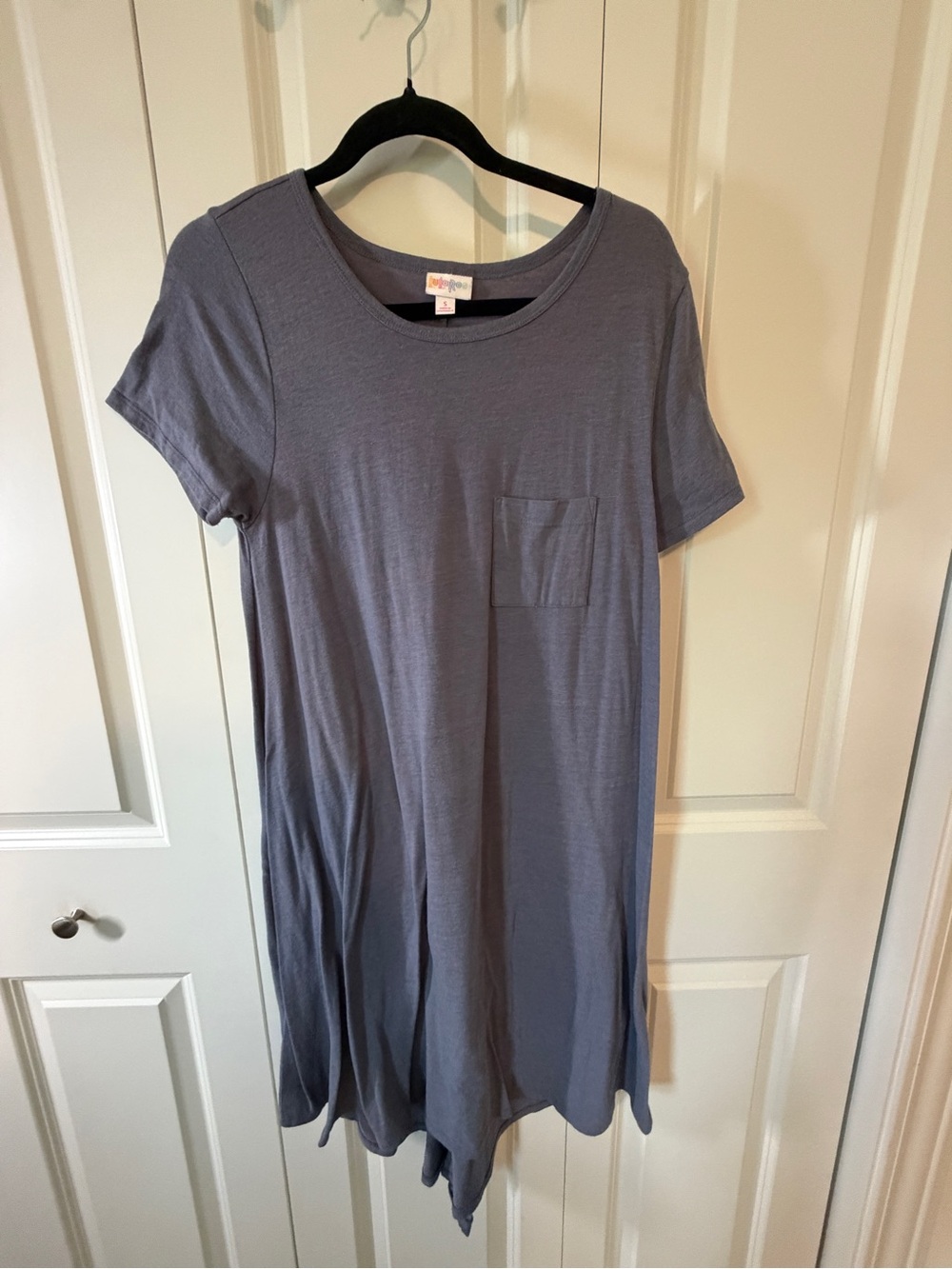 LuLaRoe Slate Blue Short Sleeve Pocket Top